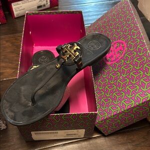 Tory Burch Black and Gold Sandals